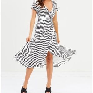Fun and flirty striped wrap white and black dress